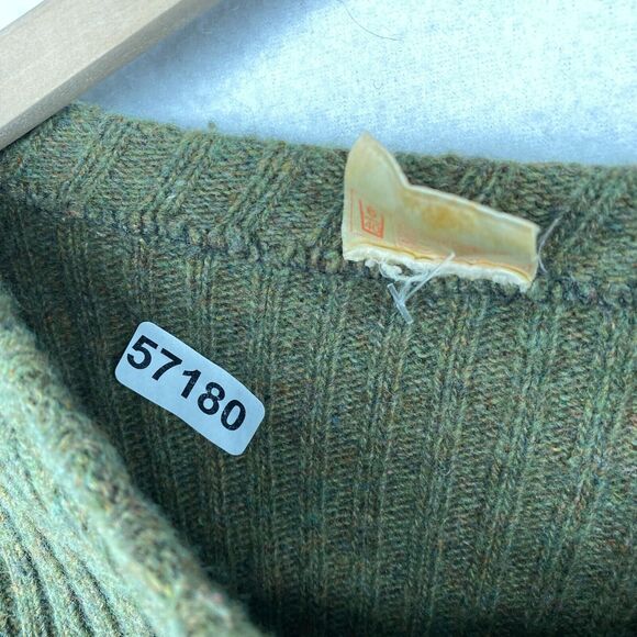 Army Commander Sweater Men M Wool Ribbed Elbow Shoulder Patch Military Green Vtg - Picture 13 of 13